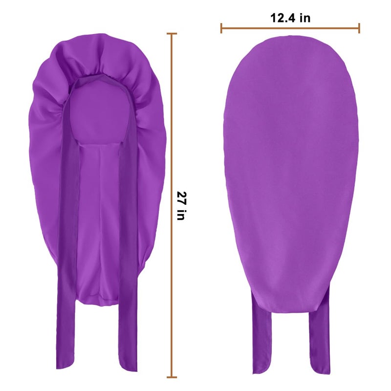 Supaze Long Satin Bonnet for Sleeping, Satin Lined Braid Bonnet with Elastic Band, Adjustable Long Strap Bonnets for Women Braids Dreadlock Curly Hair - Image 5